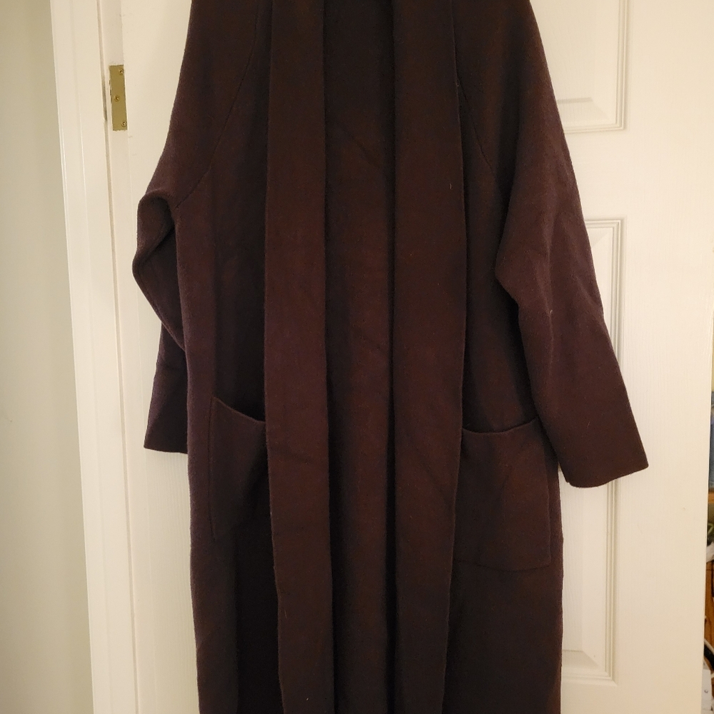 Long Chocolate  Brown Coat By TRUTH - Picture 3 of 5